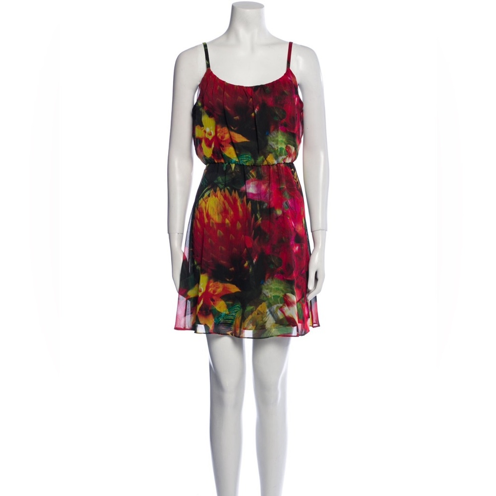 Alice + Olivia Daley Tropical Jungle Print BOHO Spaghetti Strap Dress Size L NEW - Picture 3 of 9